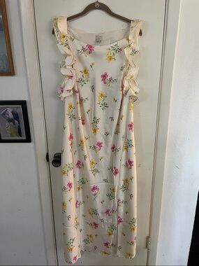 A New Day Cream Floral Dress 1X NWT
